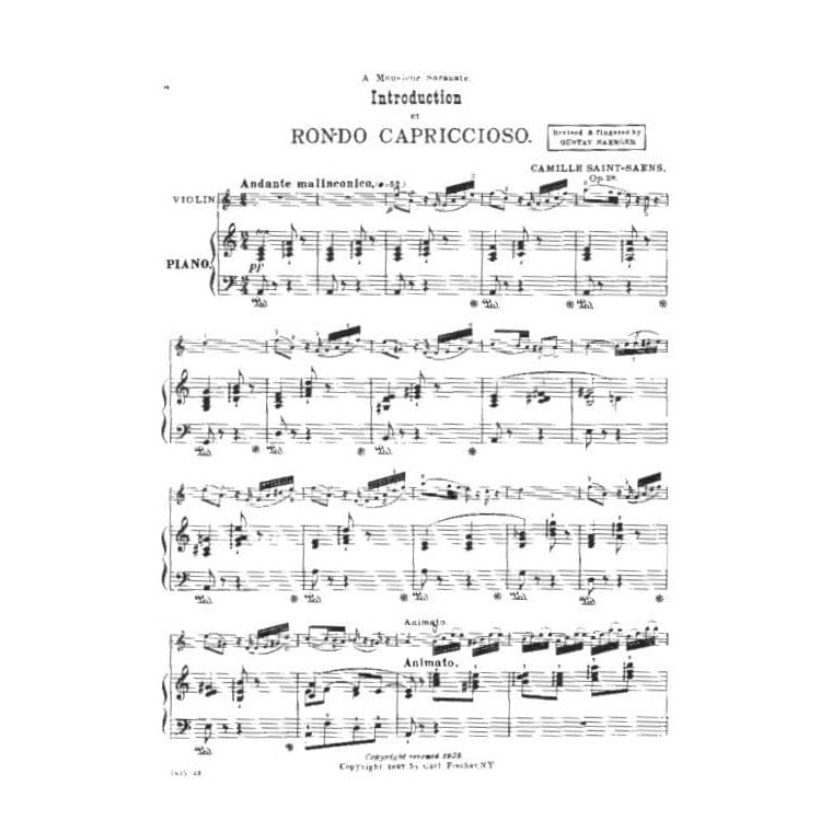 Saint-Saëns, Camille - Introduction and Rondo Capriccioso, Op 28 - Violin and Piano - edited by Gustav Saenger - Carl Fischer Edition