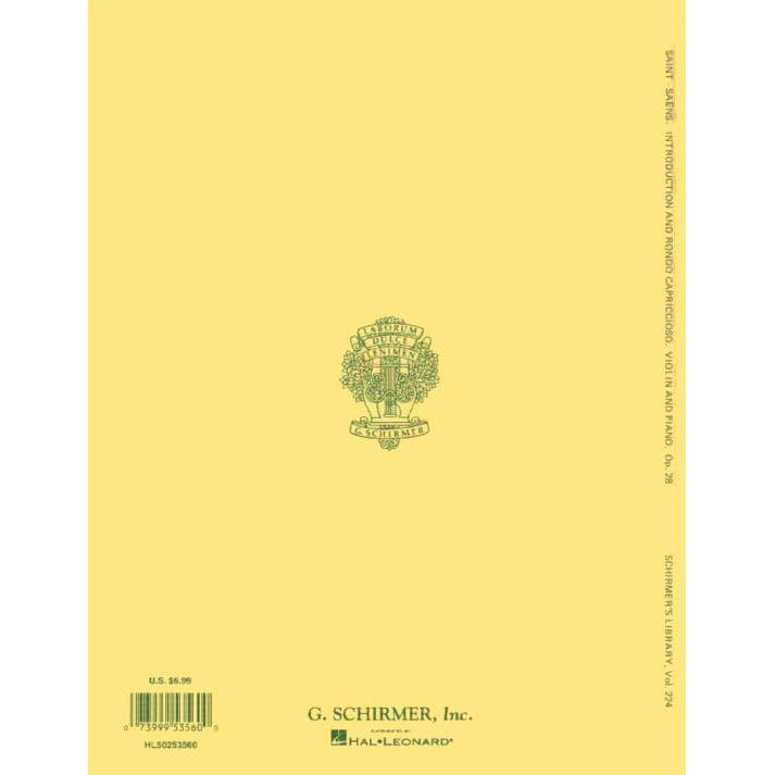 Saint-Saëns, Camille - Introduction and Rondo Capriccioso, Op 28 - Violin and Piano - edited by Henry Schradieck - G Schirmer Edition