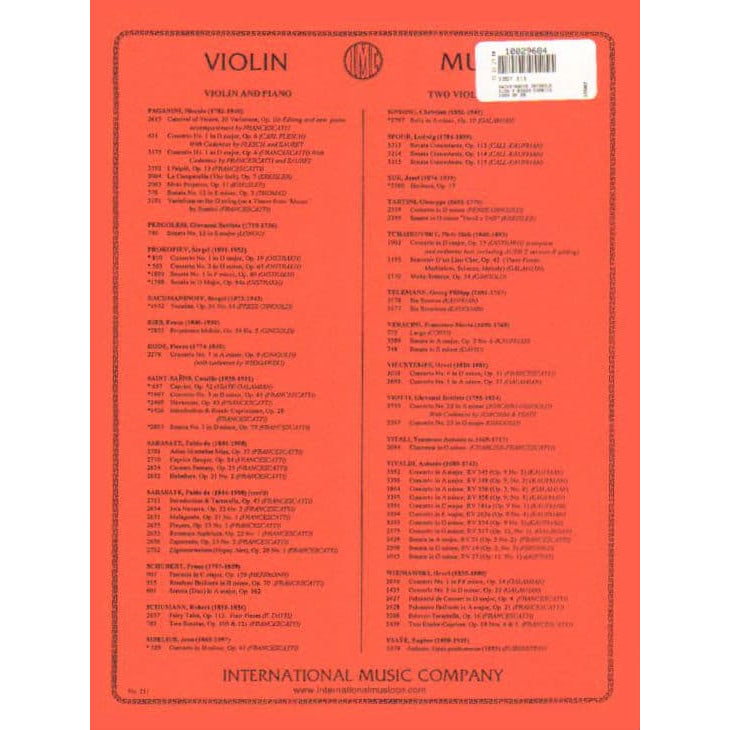 Saint-Saëns, Camille - Introduction and Rondo Capriccioso, Op 28 - Violin and Piano - edited by Zino Francescatti - International Music Company