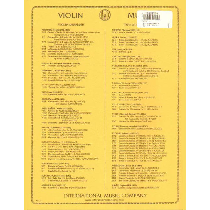 Saint-Saens, Camille - Sonata No 1 in D minor, Op 75 - Violin and Piano - edited by Francescatti - published by International Music Company