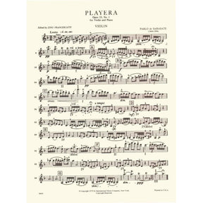 Sarasate, Pablo de - Playera Op 23, No 1 - for Violin and Piano - edited by Francescatti - International Music Company
