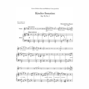 Kayser, H E - Children Sonatine, Op 58 No 2 - for Violin and Piano - edited by Tomislav Butorac - Ice-Land Music