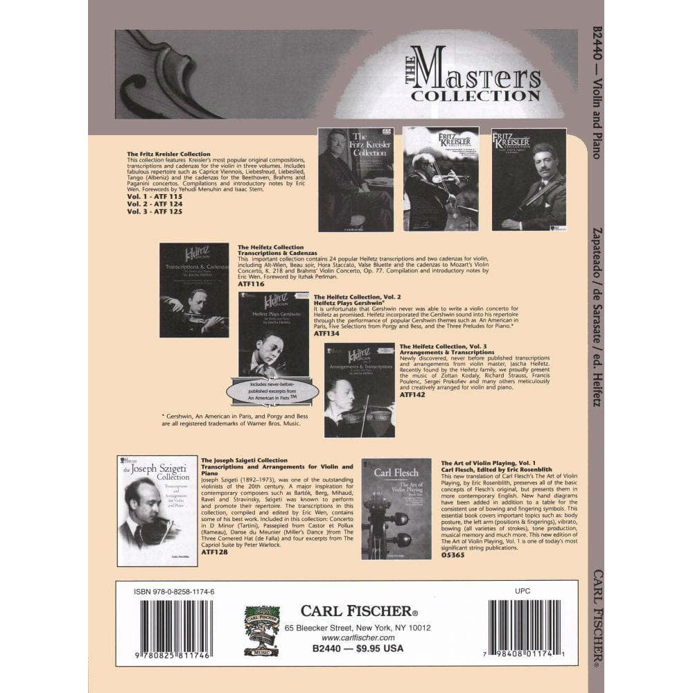 Sarasate, Pablo - Zapateado Op 23 No 2 For Violin and Piano Edited by Jascha Heifetz Published by Carl Fischer