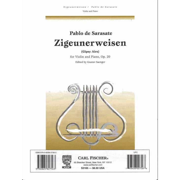 Sarasate, Pablo - Zigeunerweisen, Op 20 - for Violin and Piano - edited by Saenger - Carl Fischer