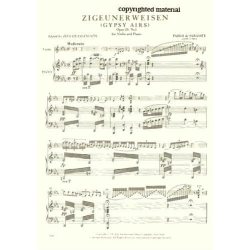Sarasate, Pablo - Zigeunerweisen Op 20 - for Violin and Piano - edited by Francescatti - by International Music Company