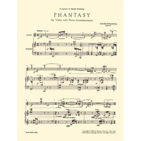 Schoenberg, Arnold - Phantasy for Violin, Op 47 - for Violin and Piano - Edition Peters