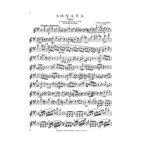 Schubert, Franz - Sonata in A Major (Duo), Op 162, D 574 For Violin and Piano Published by International Music Company