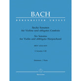 Bach, JS - 6 Sonatas for Violin and Piano, BWV 1014-1019, Volume 1 - for Violin and Piano -  edited by Wollny and Manze - Barenreiter Verlag URTEXT Edition