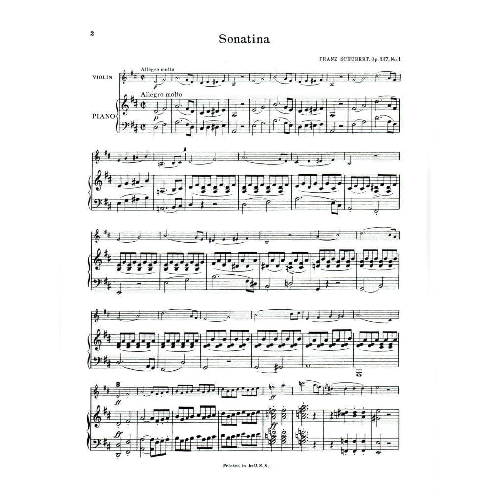 Schubert, Franz - Three Sonatinas Op 137 For Violin and Piano Edited by David Published by G Schirmer