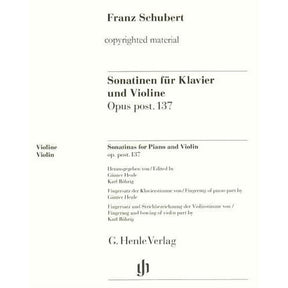 Schubert, Franz - 3 Sonatinas for Violin and Piano, Op post 137 - edited by Rohrig - G Henle Verlag URTEXT