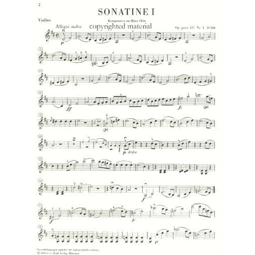 Schubert, Franz - 3 Sonatinas for Violin and Piano, Op post 137 - edited by Rohrig - G Henle Verlag URTEXT