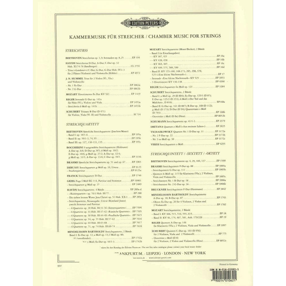 Schumann, Robert - Marchenbilder (Fairy-Tale Pictures), Op 113 - for Violin and Piano - Peters Edition