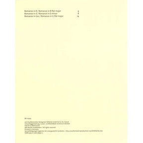 Kim, Roman - Three Romances - for Violin and Piano - Barenreiter