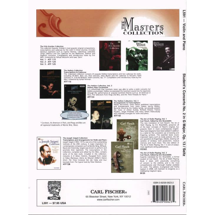 Seitz, Fritz (Friedrich) - Student's Concerto No 2 in G Major, Op 13 - Violin and Piano - Carl Fischer