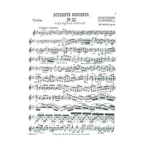 Seitz, Fritz (Friedrich) - Student's Concerto No 3 in G Minor, Op 12 - Violin and Piano - Carl Fischer