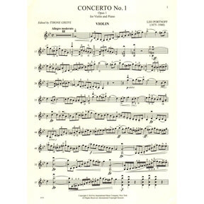 Portnoff, Leo - Concerto No. 1, Op. 1 - for Violin and Piano - edited by Greive - International