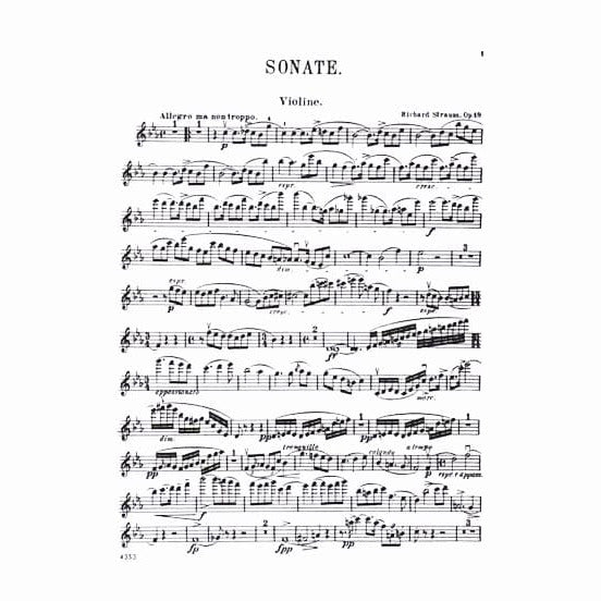 Strauss, Richard - Violin Sonata in E-Flat Major, Op 18 - Violin and Piano - Kalmus