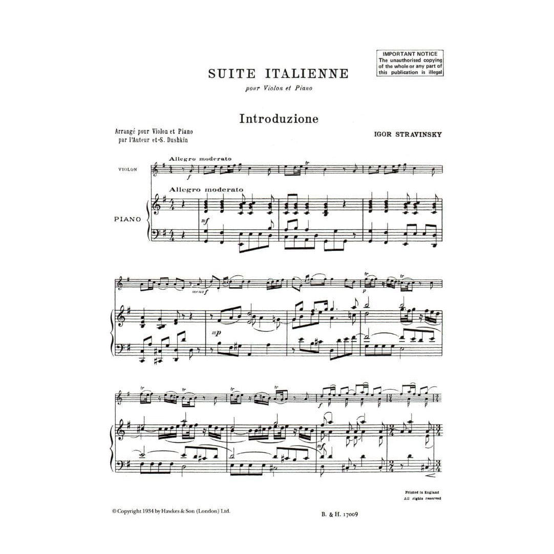 Stravinsky, Igor - Suite Italienne for Violin and Piano Published by Boosey & Hawkes