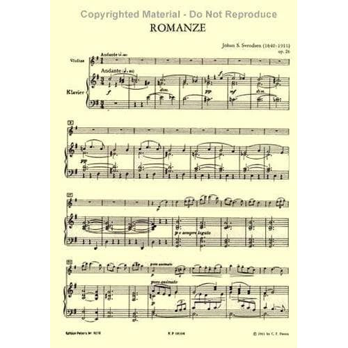 Svendsen, Johan - Romance Op 26 - Violin and Piano - Peters