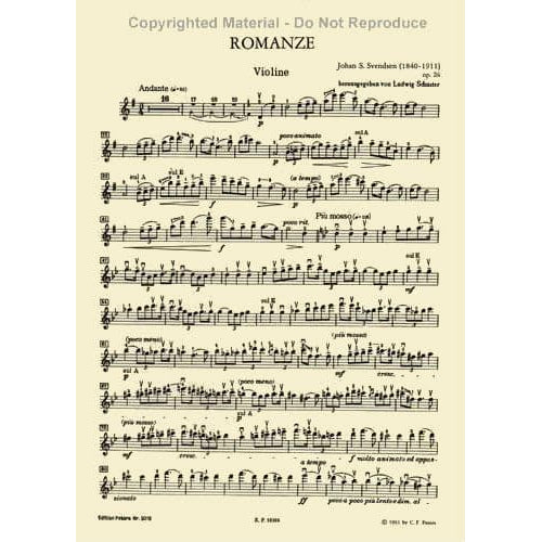 Svendsen, Johan - Romance Op 26 - Violin and Piano - Peters