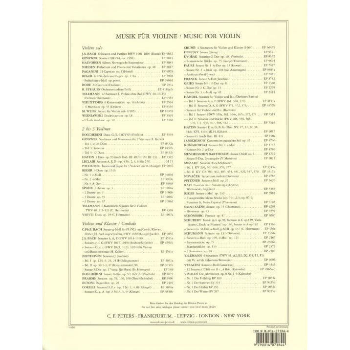 Svendsen, Johan - Romance Op 26 - Violin and Piano - Peters