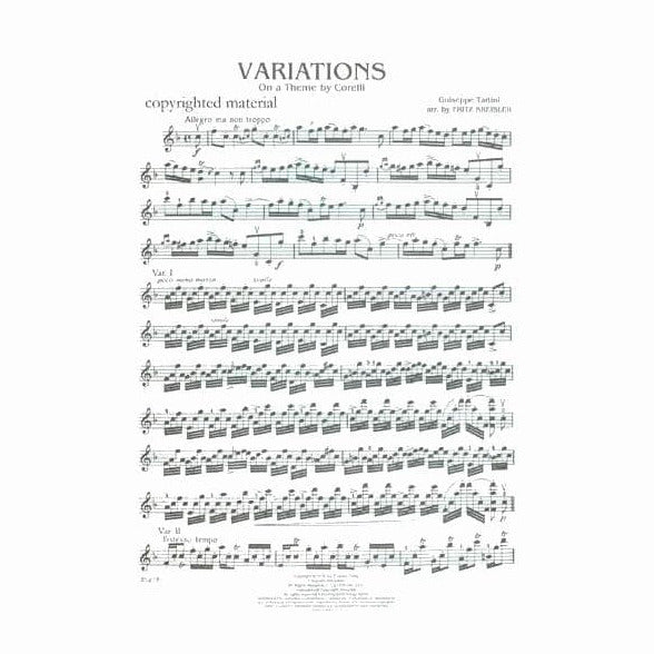 Tartini, Giuseppe - Variations on a Theme of Corelli - Violin and Piano - arranged by Fritz Kreisler - Carl Fischer