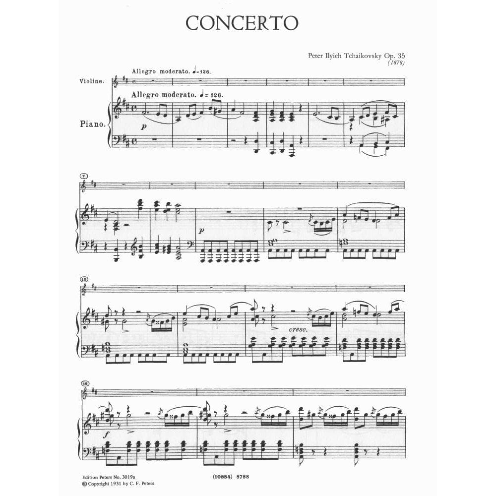 Tchaikovsky, PI - Violin Concerto in D Major, Op 35 - Violin and Piano - edited by Flesch - Peters