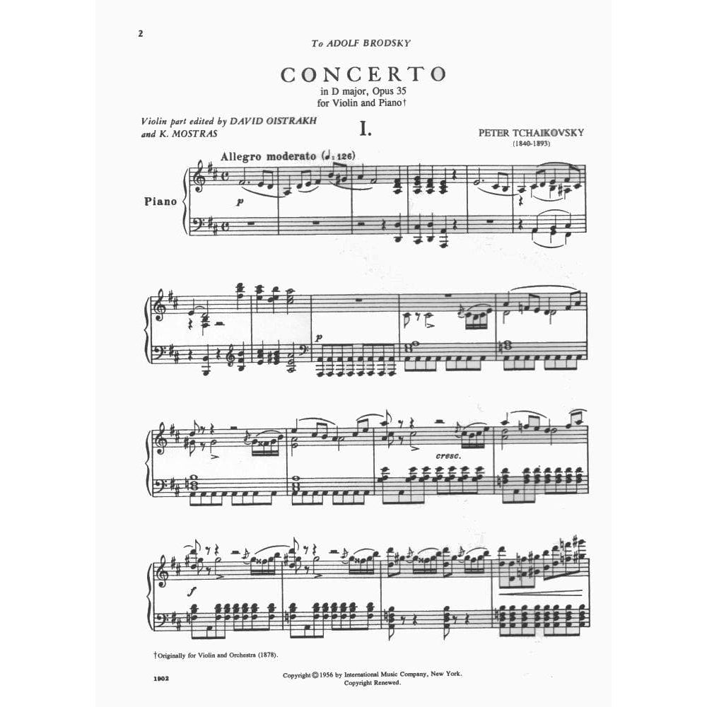 Tchaikovsky, PI - Violin Concerto in D Major, Op 35 - Violin and Piano - edited by David Oistrakh - International Music Company