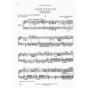 Tchaikovsky, PI - Violin Concerto in D Major, Op 35 - Violin and Piano - edited by David Oistrakh - International Music Company