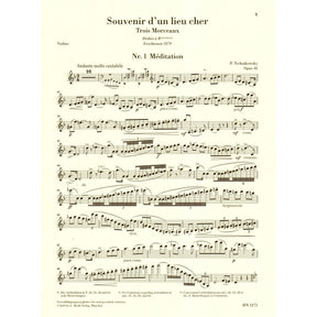 Tchaikovsky, PI - Souvenir d'un Lieu Cher, Op 42 - Violin and Piano - edited by Komarov - G Henle Verlag URTEXT