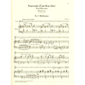 Tchaikovsky, PI - Souvenir d'un Lieu Cher, Op 42 - Violin and Piano - edited by Komarov - G Henle Verlag URTEXT