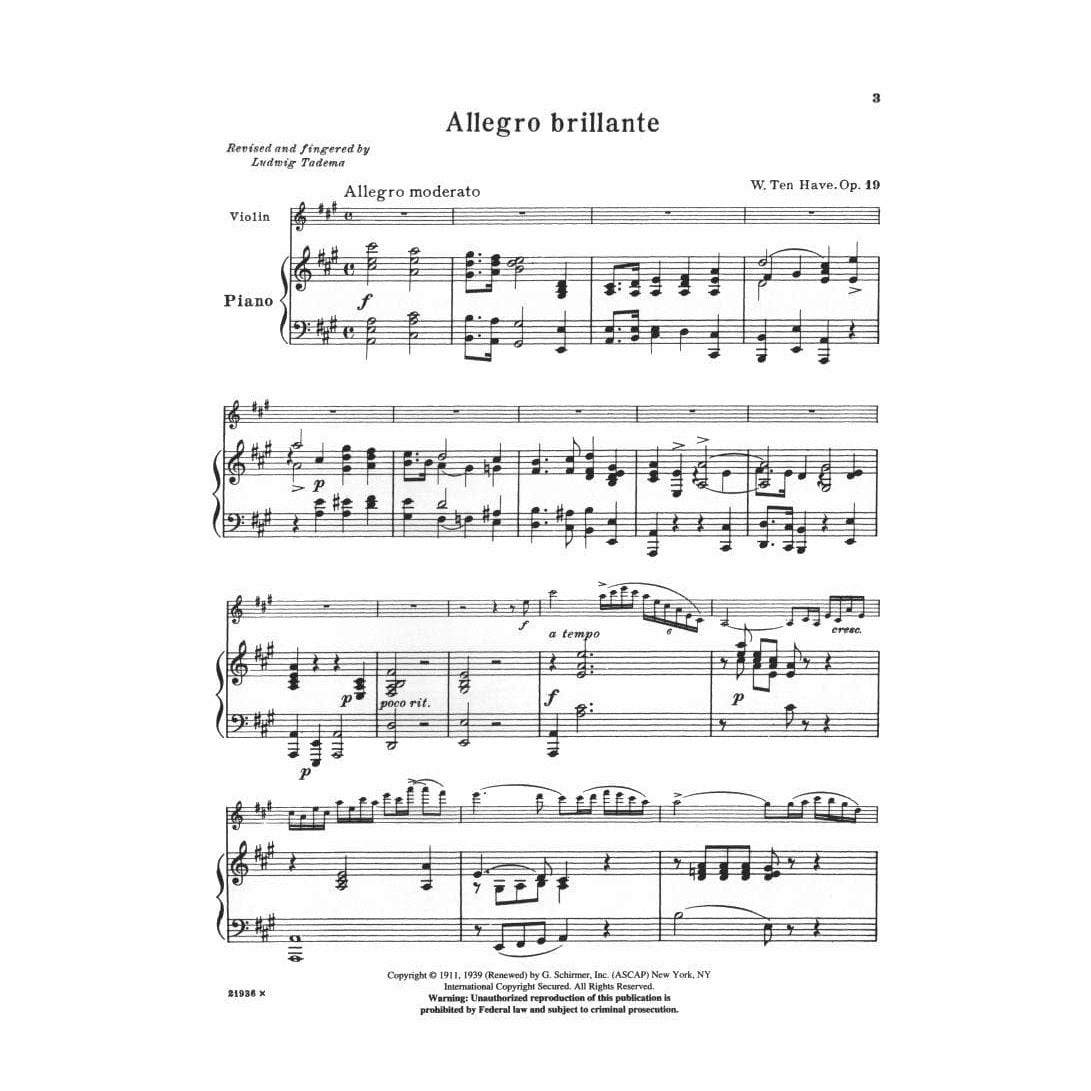 Ten Have, Willem - Allegro Brillante, Op 19 - Violin and Piano - edited by Ludwig Tadema - Schirmer