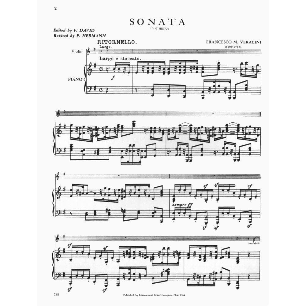 Veracini, FM - Violin and Piano - Violin Sonata in E Minor - edited by David/Hermann - International Music Company