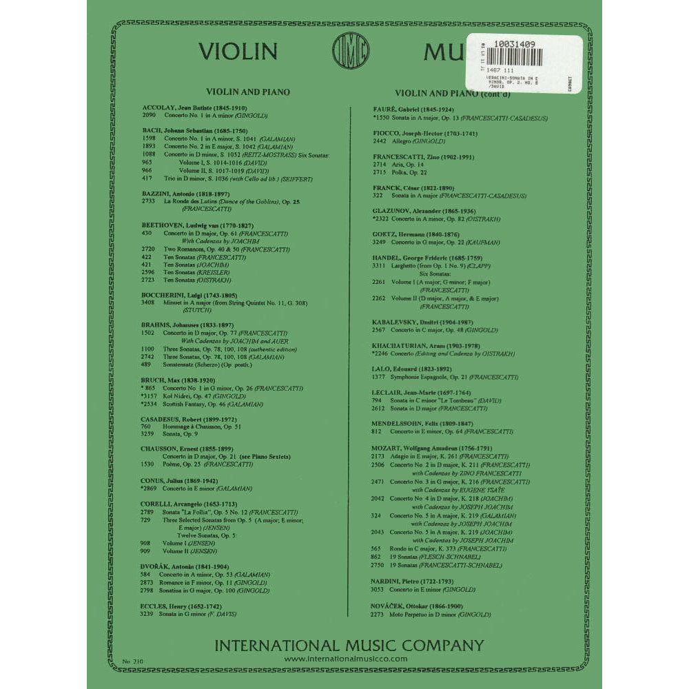 Veracini, FM - Violin and Piano - Violin Sonata in E Minor - edited by David/Hermann - International Music Company