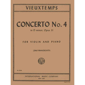 Vieuxtemps, Henri - Violin Concerto No 4 in D Minor, Op 31 - Violin and Piano - edited by Francescatti - International Music Company
