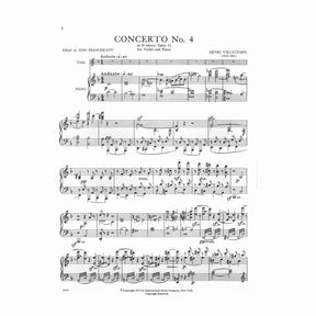 Vieuxtemps, Henri - Violin Concerto No 4 in D Minor, Op 31 - Violin and Piano - edited by Francescatti - International Music Company