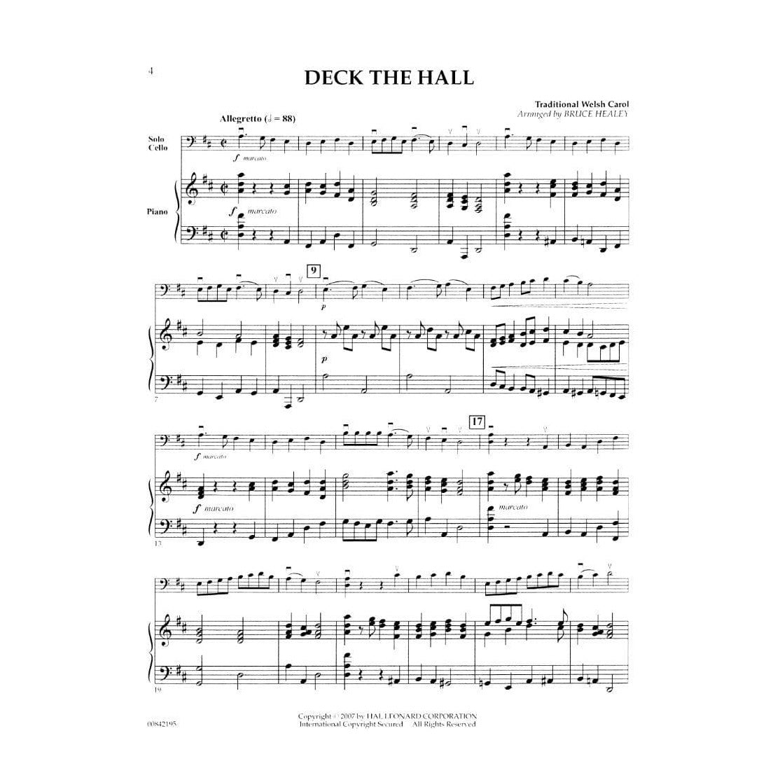 Season of Carols - Cello and Piano - arranged by Bruce Healey - Hal Leonard Edition