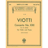 Viotti, GB - Violin Concerto No 22 in A Minor - Violin and Piano - edited by David/Schradieck - Schirmer