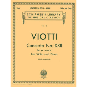 Viotti, GB - Violin Concerto No 22 in A Minor - Violin and Piano - edited by David/Schradieck - Schirmer