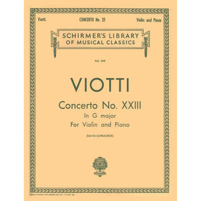 Viotti, GB - Violin Concerto No 23 in G Major - Violin and Piano - edited by David/Schradieck - Schirmer