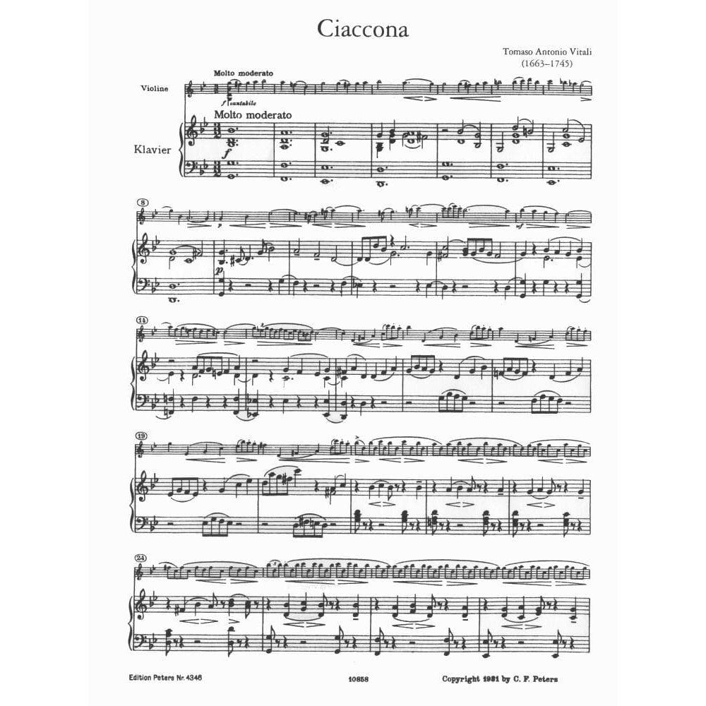Vitali, Tomaso - Chaconne in G Minor - Violin and Piano - edited by Maxim Jacobsen - Peters