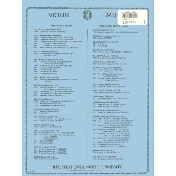Vivaldi, Antonio - Violin Concerto in A Minor, Op 3 No 6, RV 356 - Violin and Piano - edited by Galamian - International Music Company