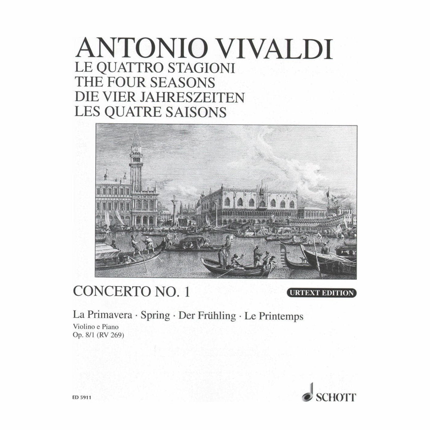 Vivaldi, Antonio - Spring 4 Seasons E Major RV 269 For Violin and Piano URTEXT Published by Schott Music