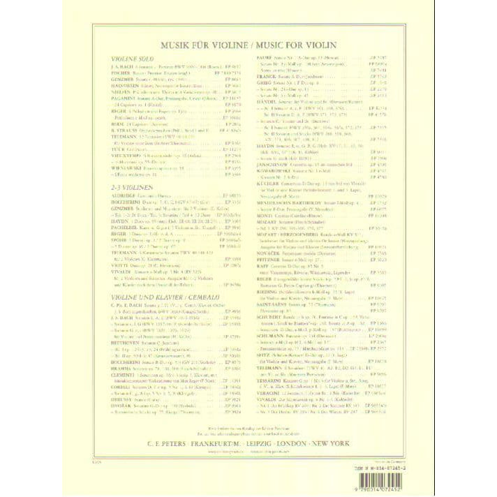 Vivaldi, Antonio - The Four Seasons: Concerto No 1 in E Major, RV 269 "Spring" - Violin and Piano - edited by Kolneder - Peters