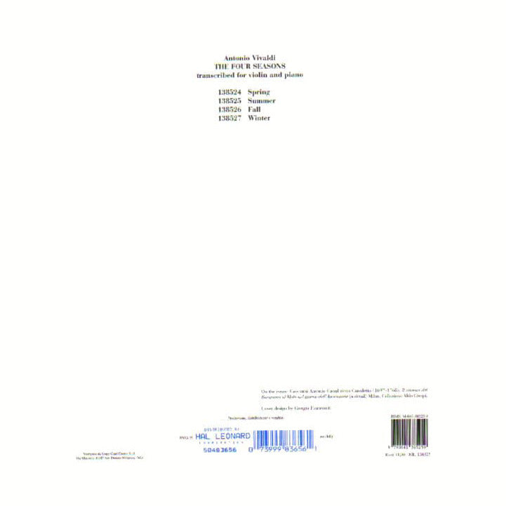 Vivaldi, Antonio - The Four Seasons: Concerto No 2 in G Minor, RV 315 "Summer" - Violin and Piano - edited by Carnelli - Ricordi