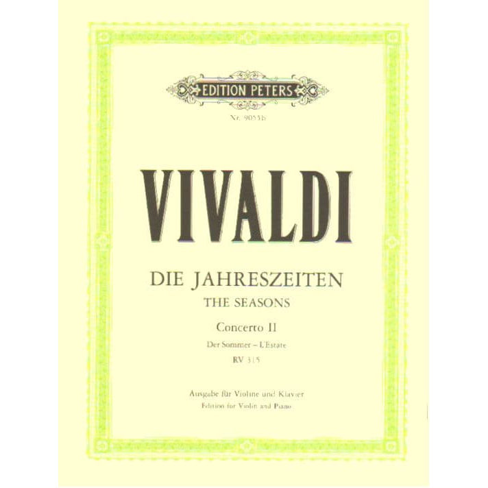 Vivaldi, Antonio - The Four Seasons: Concerto No 2 in G Minor, RV 315 "Summer" - Violin and Piano - edited by Kolneder - Peters