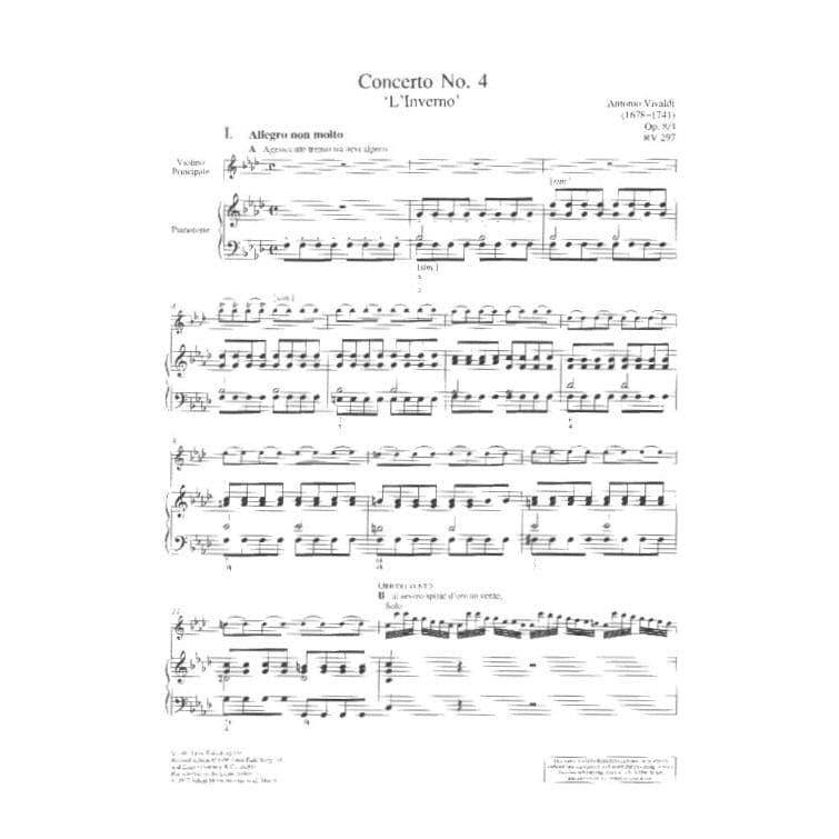 Vivaldi, Antonio - Winter 4 Seasons f minor RV 297 - Violin and Piano - URTEXT - Schott Music
