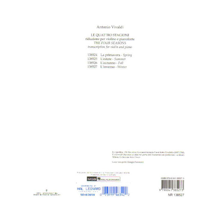 Vivaldi, Antonio - Four Seasons: F Minor, RV 297 "Winter" - Violin and Piano - edited by Carnellil - Ricordi