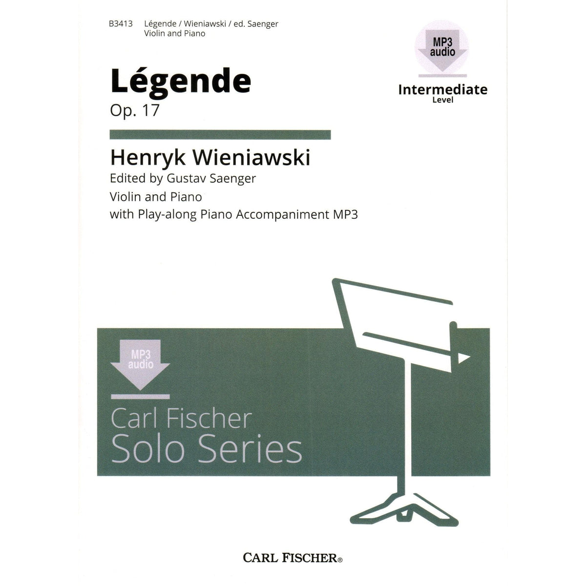 Wieniawski, Henryk - Legende, Op 17 - for Violin and Piano - edited by Saenger - Book/Online Audio - Carl Fischer