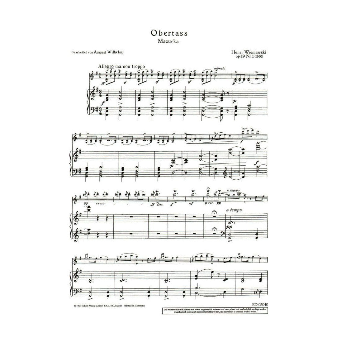 Wieniawski, Henryk - Obertass (Mazurka), Op 19, No 1 - Violin and Piano - edited by August Wilhelmj - Schott Music